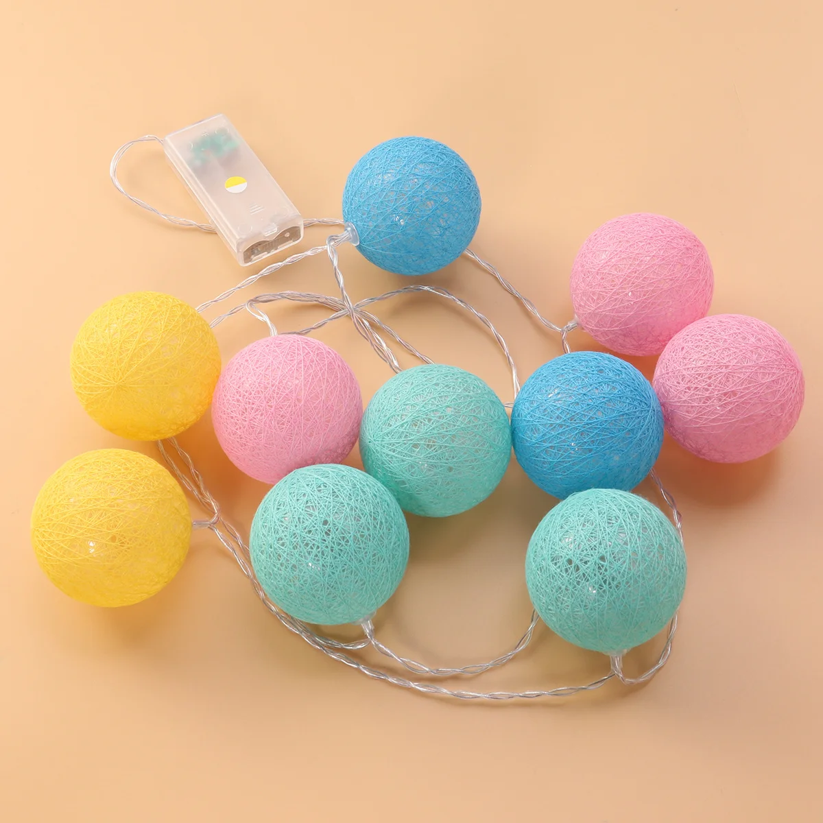 LED ضوء سلسلة الحلوى الملونة خيط القطن الكرة مهرجان حفلة عيد الميلاد الديكور رومانسية ضوء دافئ صور الدعامة المرحلة