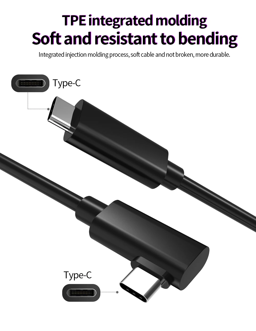 3M USB3.2 Elbow 20Gbps Cable 100W 4K@60Hz Cable Super Transfer For Oculus Quest2 link XPS SSD USB C to USB 3.1 Gen2 Cable