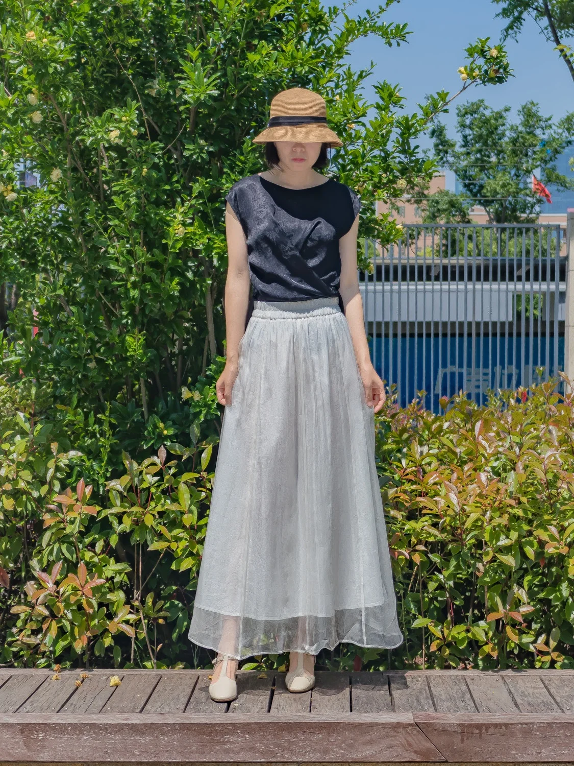

New Chinese Style Silk Half Skirt Women's Elastic Waist A-Line Skirt Silk Material Breathable Comfortable Aesthetic Design