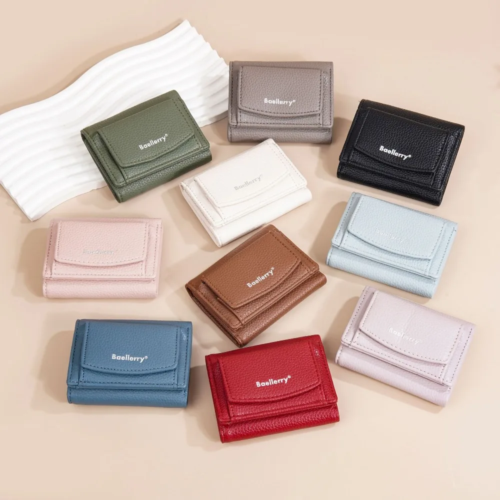 

Fashion PU Leather Short Folding Card Bag Korean Style Multi-card Slot Folding Wallet Solid Color Mini Card Holder Outdoor