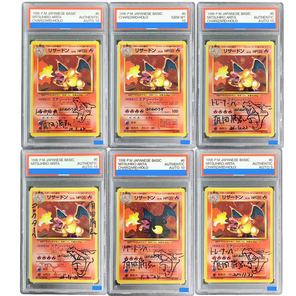

﻿ Японские карты Ptcg Diy Basic Charizard Holo Mitsuhiro Arita Artist-Signed Pieces # Коллекционная карта 6 Gem Mt 10
