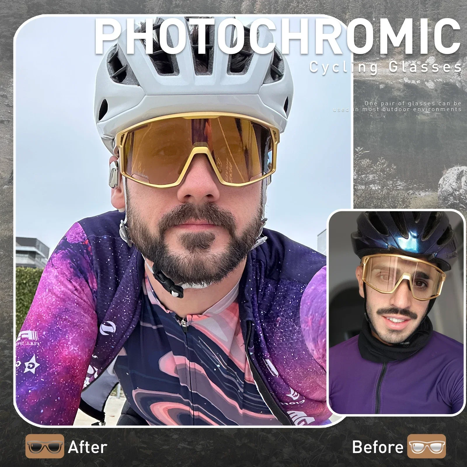 Kapvoe الملونة النظارات الشمسية اللونية للرجال دورة نظارات امرأة الطريق دراجة دراجة نظارات نظارات شمسية نظارات الجبلية UV400