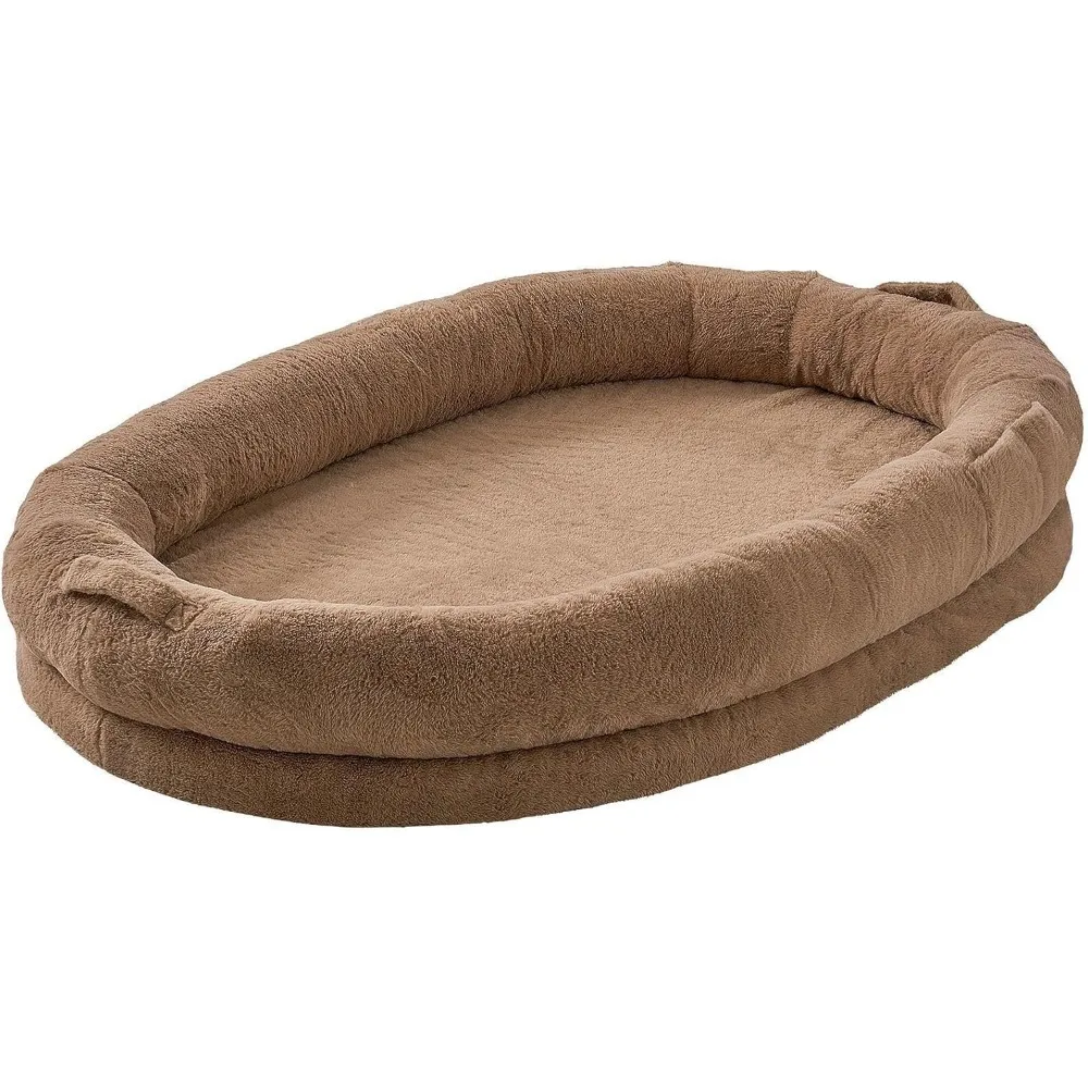 

Human Dog Bed, 72"x48"x10" Human Dog Bed for Adult, Human Size Dog Bed with Washable Faux Rabbit Fur Cover, Egg Orthopedic Foam