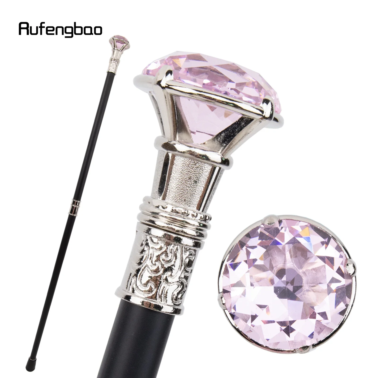 Pink Diamond Type White Walking Stick Fashion Decorative Walking Cane Gentleman Elegant Cosplay Cane Knob Crosier 93cm