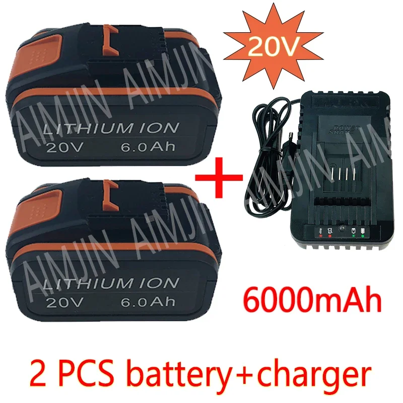 Suitable for For 20V Power Tool Battery 6000mah Li-ion for Worx WX390/WX176/WX166.4 WX800/WX678/WX550/WX532 Replacement Battery