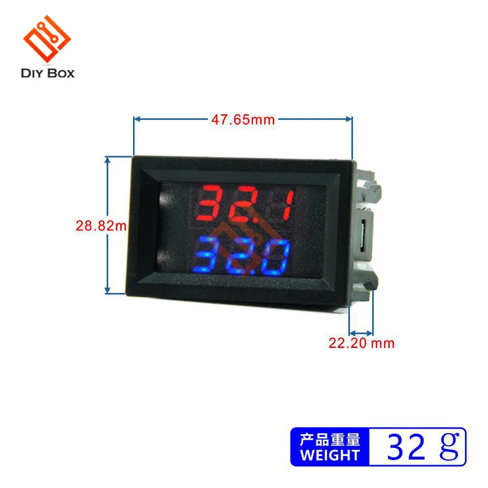 Dc 4V-28V Mini Dual Display Digitale Thermometer W/ Dual Ntc Waterdichte Metalen Sonde Temperatuursensor Tester Voor Auto Kamer Indoor