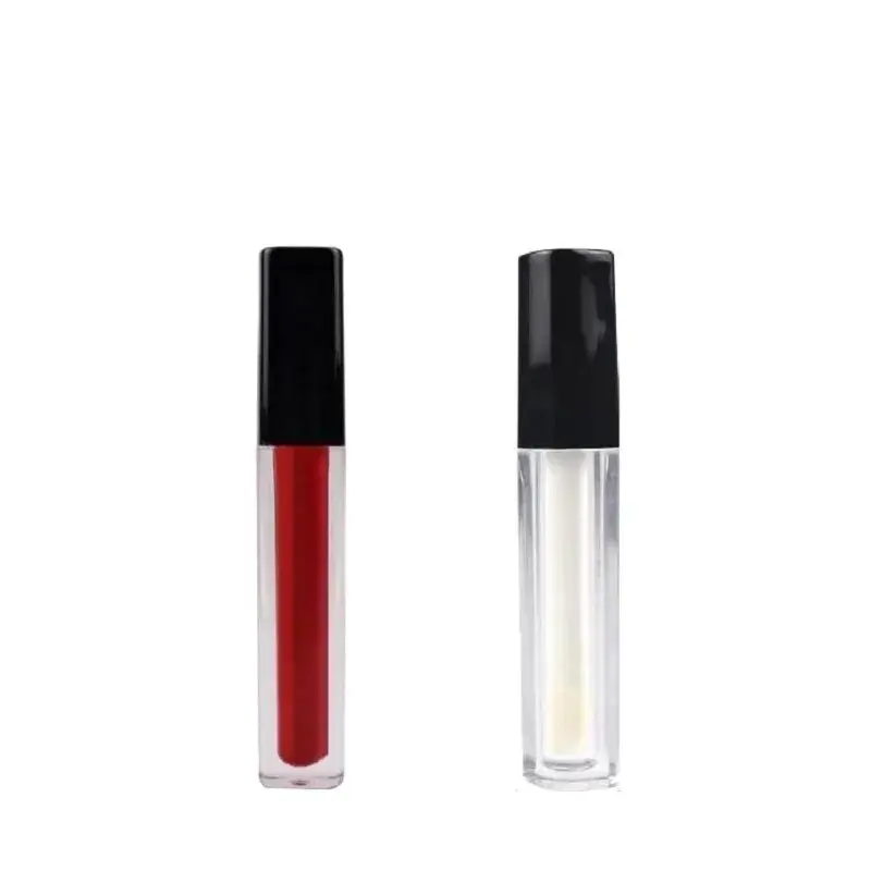 

2ML Mini Black Lid Lipgloss Tube Wholesale Empty Makeup Packing Container Refillable Square Transparent Lip Glaze Bottle