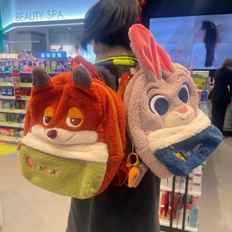 Disney girls Cartoon Backpack plush school bag Girls Princess Zootopia Backpack Primary Schoolbag