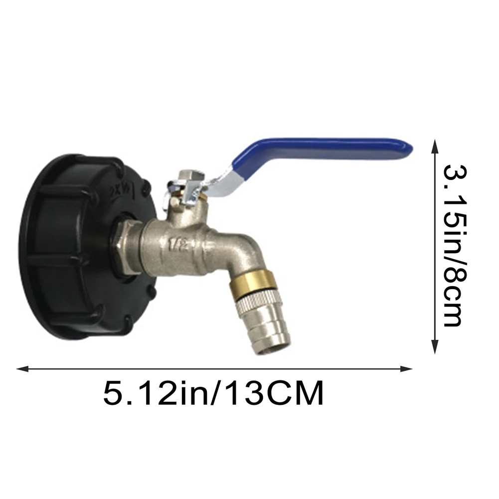 PZHI-IBC Ball Outlet Tap Tank 3/4Inch Food Grade Drain Adapter S60X6 1000 L Tank Rainwater Container Brass Hose Faucet Valve