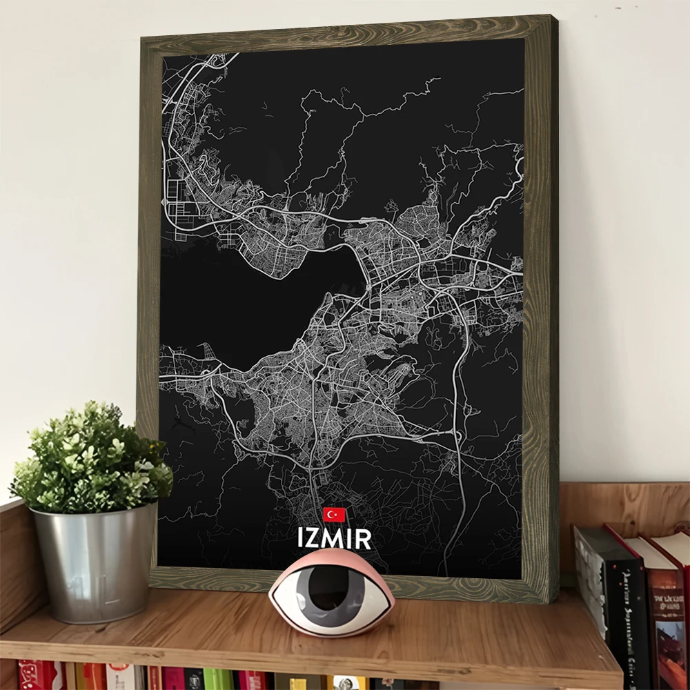 إزمير TR خرائط يطبع ملصق مخصص حائط لوح رسم الفن اللوحات الزخرفية ديكور المنزل الحديث إطارات ديكور غرفة المعيشة #3