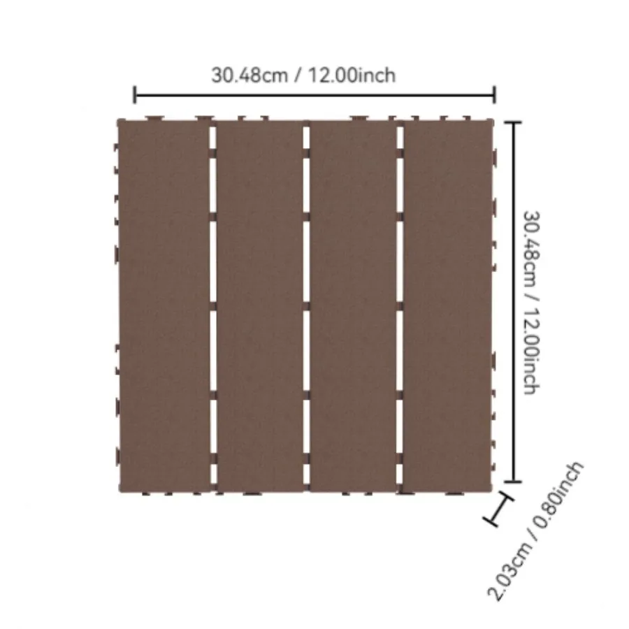 プラスチック連動デッキタイル、パティオデッキタイル44枚パック、12インチx12インチ正方形防水屋外全天候使用、パティオデッキタイル