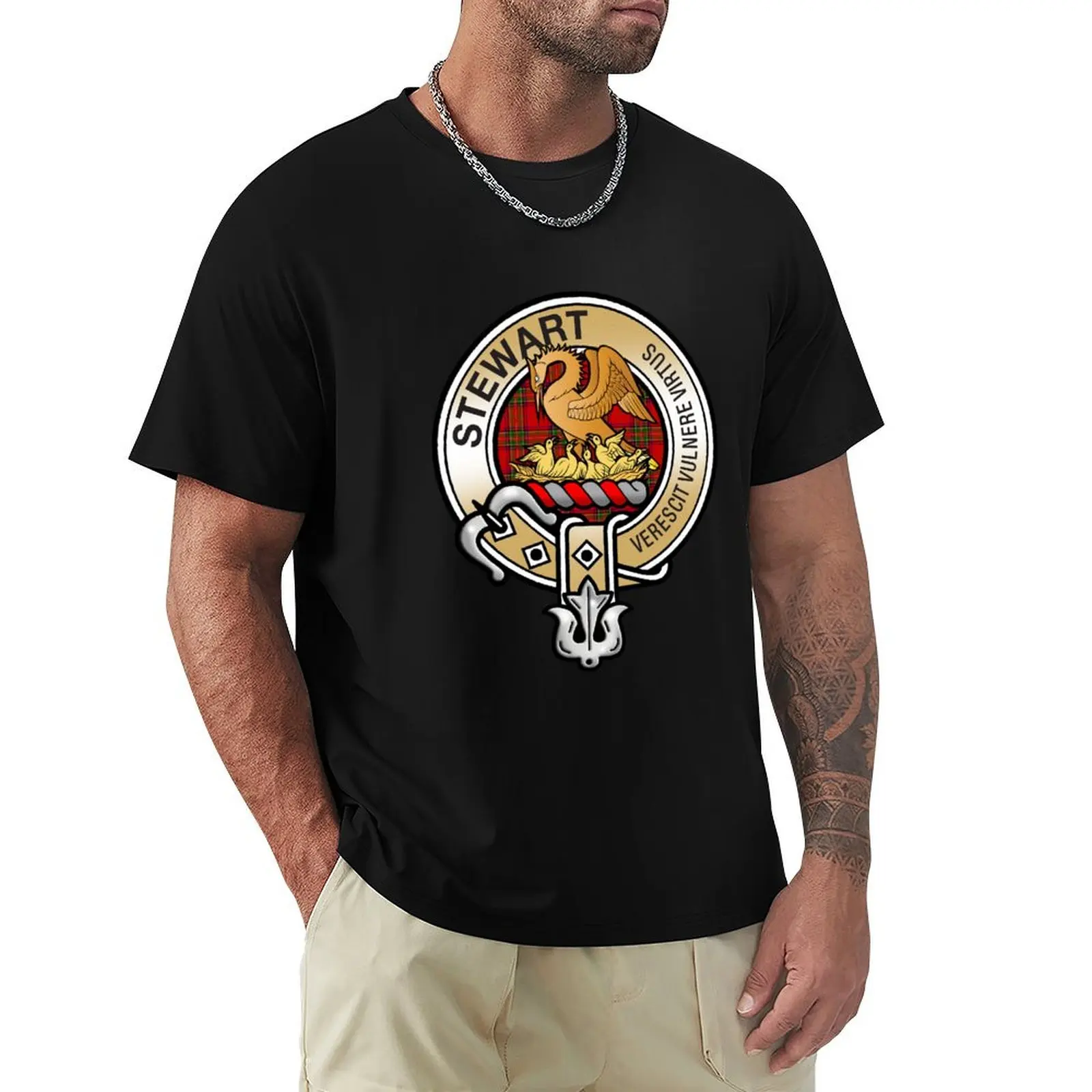 

Stewart Clan Crest T-Shirt oversizeds new edition anime shirts men