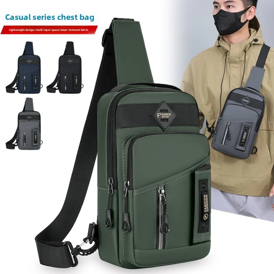 Tas Selempang Multifungsi untuk Pria Tas Selempang Kapasitas Besar Tas Dada Tahan Air Tempat Ponsel Hadiah Bersepeda Kebugaran Mendaki