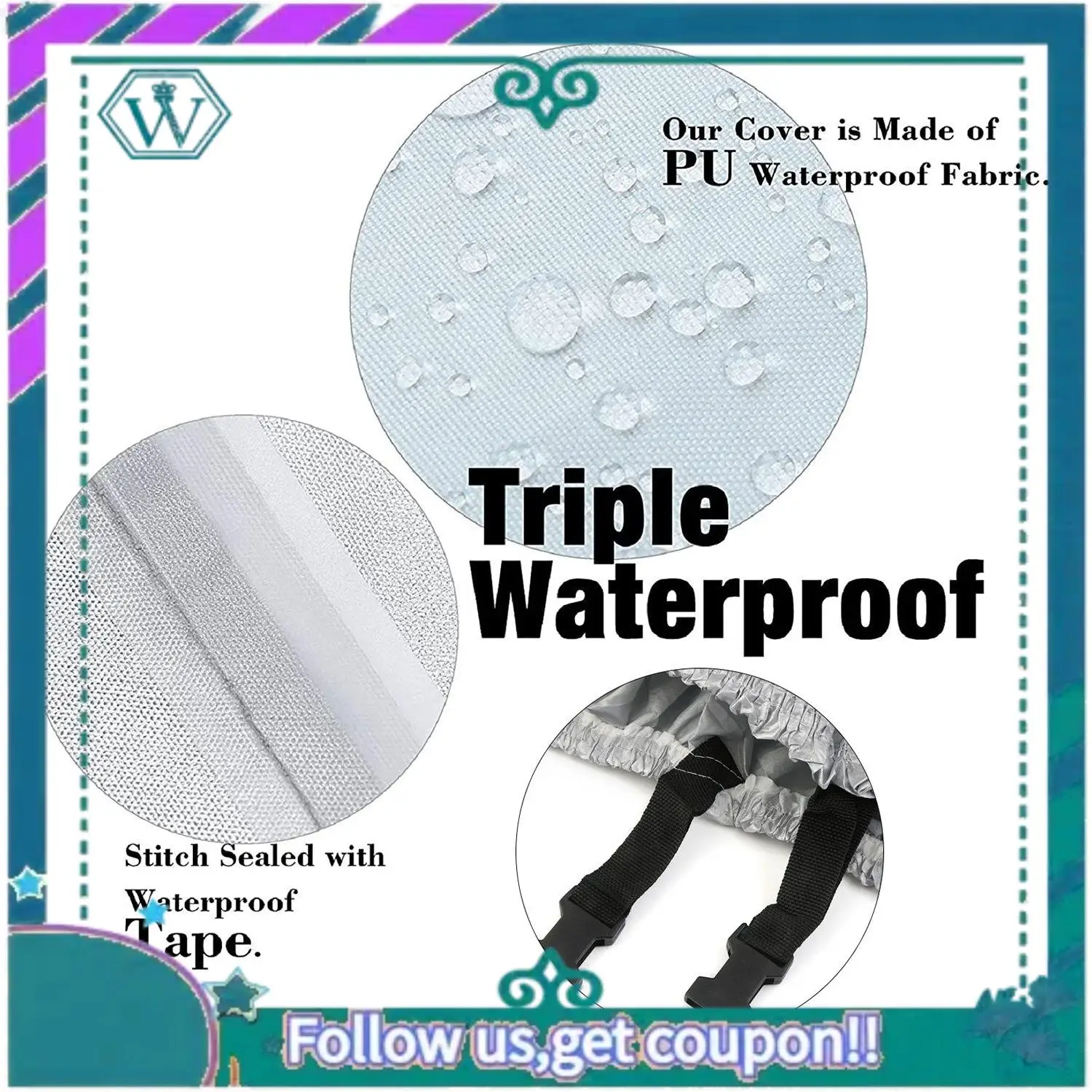 

AA92-4 Passenger Golf Cart Cover 210D Oxford Waterproof Dustproof Roof Enclosure Rain Cover For EZ GO, Club Car,