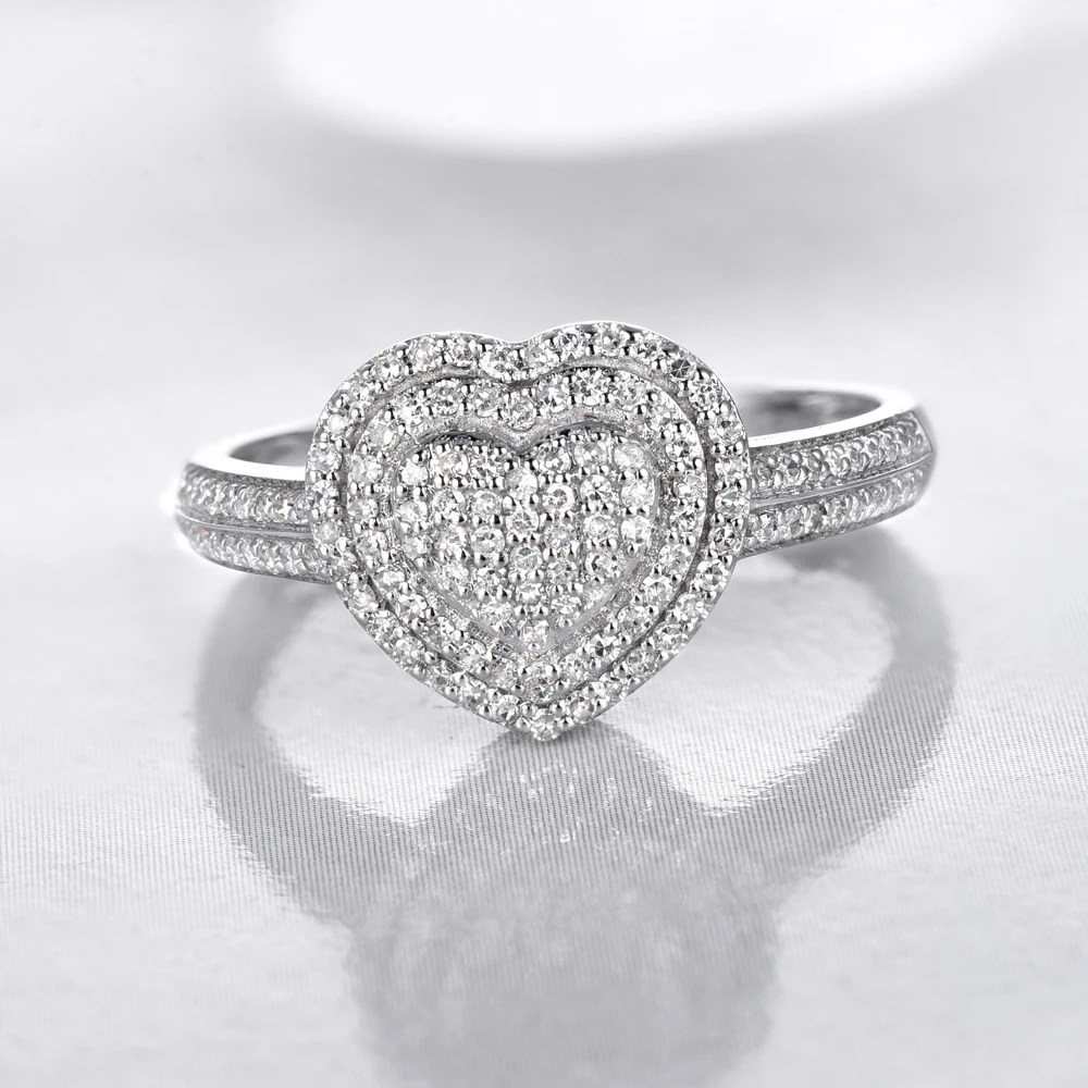 Gold Ring Jewelry Heart Shape Halo Setting Designs Solid 18k Gold Diamond Engagement Ring