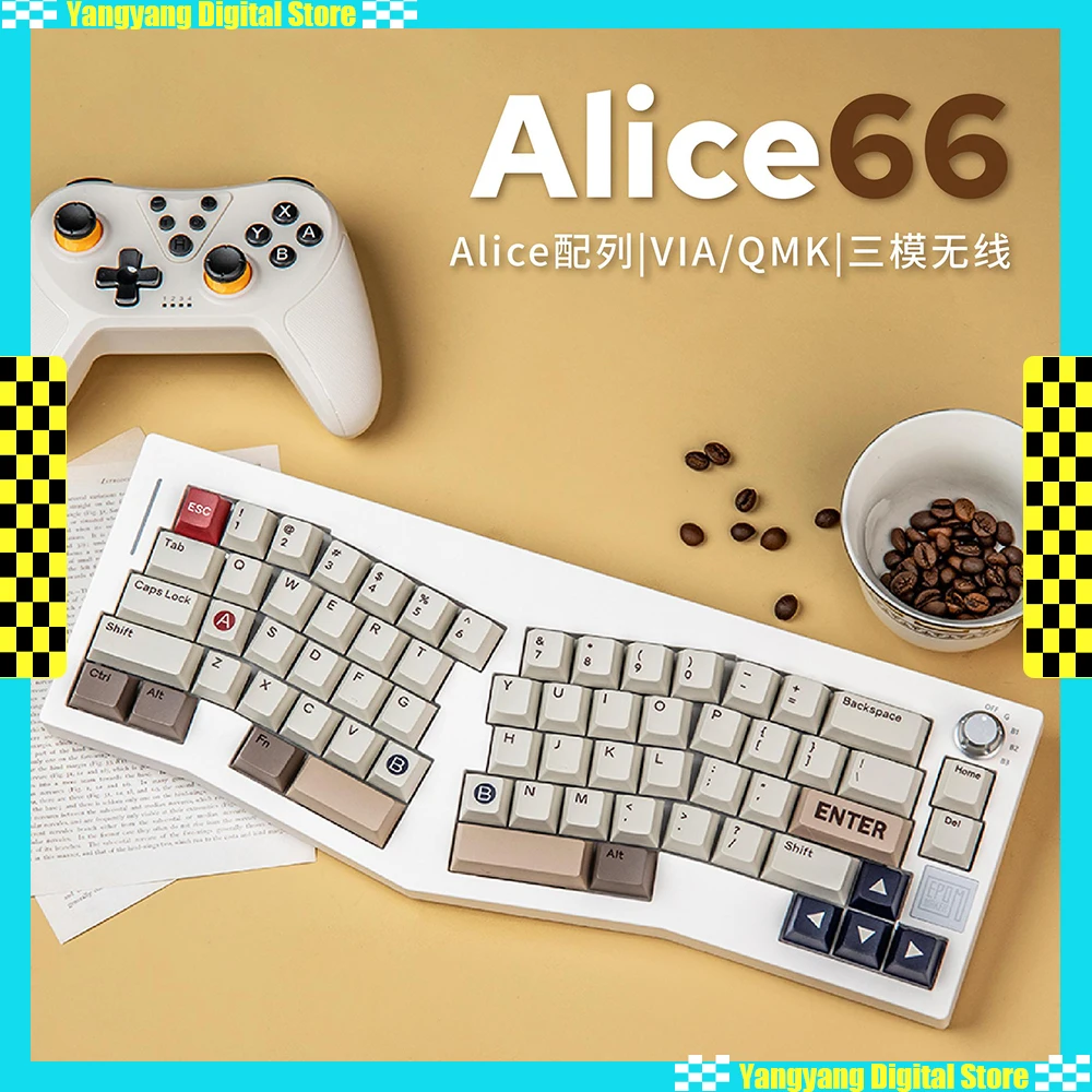 

Механическая клавиатура EPOMAKER Alice66, 2,4G, ABS, 66 клавиш, расположение Alice, поддержка QMK VIA, ключ «сделай сам», индивидуальный переключатель, RGB ручка, клавиатура