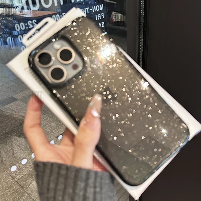 Senior Glitter Sparkle Clear Ultrathin Soft TPU Case for iPhone 15 14 13 12 11 Pro Max Plus X XS Max XR Silicone Antiskid Cover