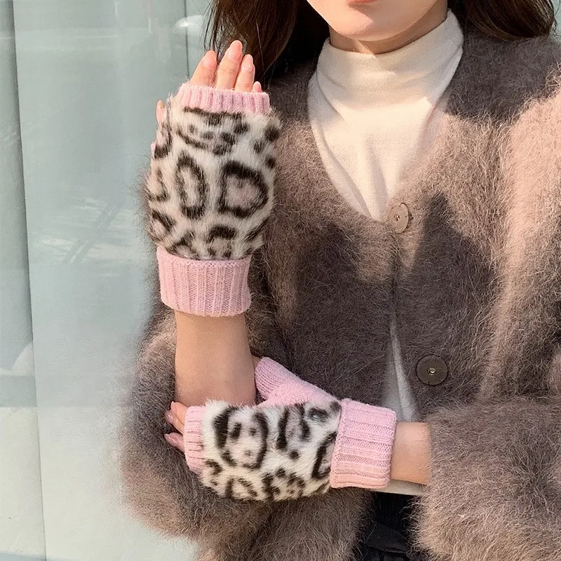 

Женские милые вязаные перчатки на осень и зиму, теплые перчатки без пальцев, легкие перчатки