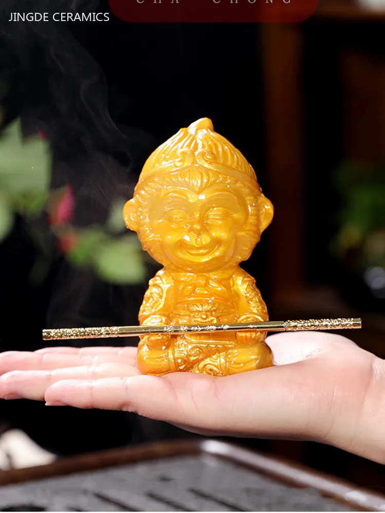 Resin Color-changing Tea Pet Sun Wukong Model Ornaments Chinese Tea Accessories Monkey King Sculpture Crafts Desktop Decoration