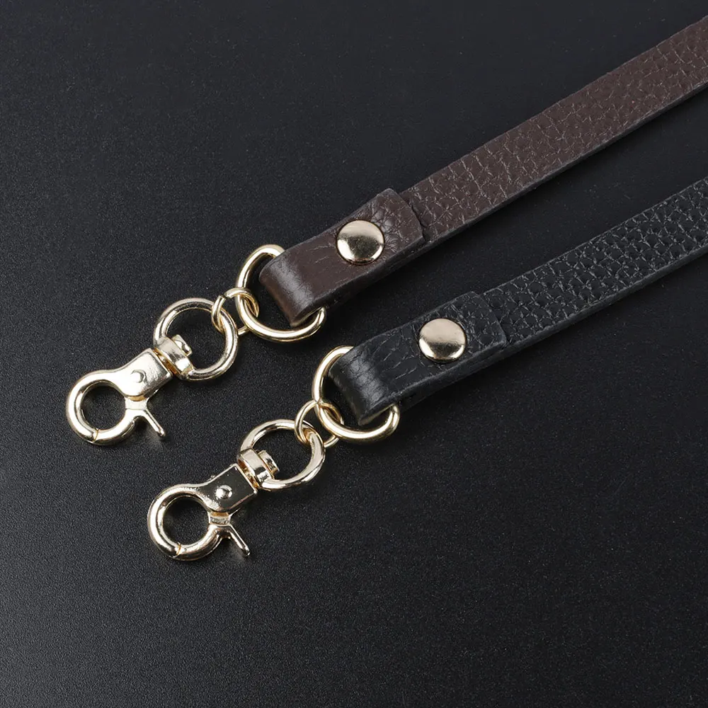 30CM Genuine Leather Lychee Pattern Handbag Strap With Gold Chain Replacement Strap For Women\'s Handbag DIY Bag Accessories