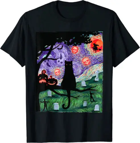 

NEW Cat, Scary Night Cat, Van Gogh, Halloween T-Shirt