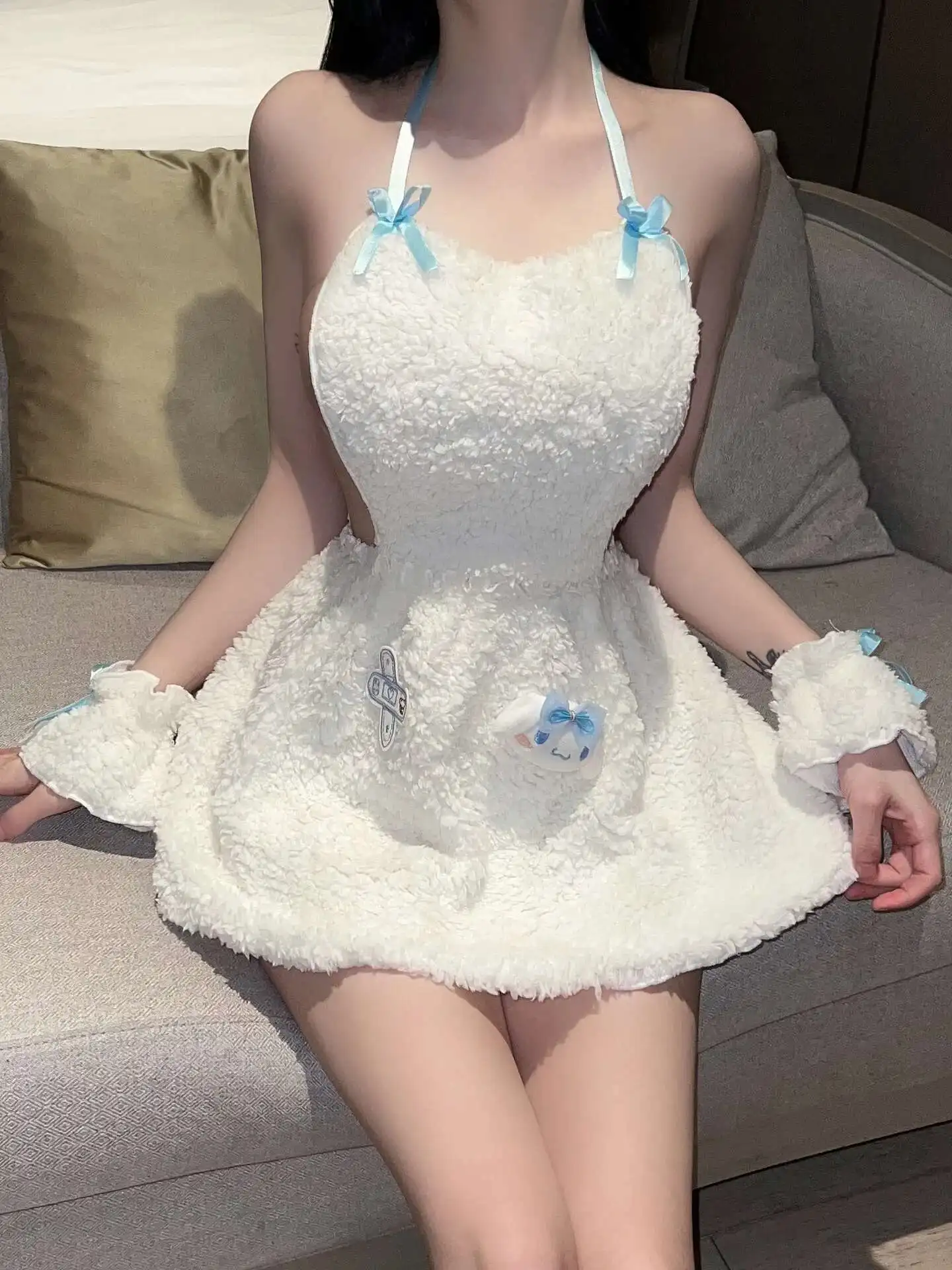 Nieuwe Sexy Lingerie Pure Desire Uniform Verleidelijk Pluche Bunny Meisje Jarretel Korte Slanke Jurk Elegante Mode Zoete Vrouwen HM06