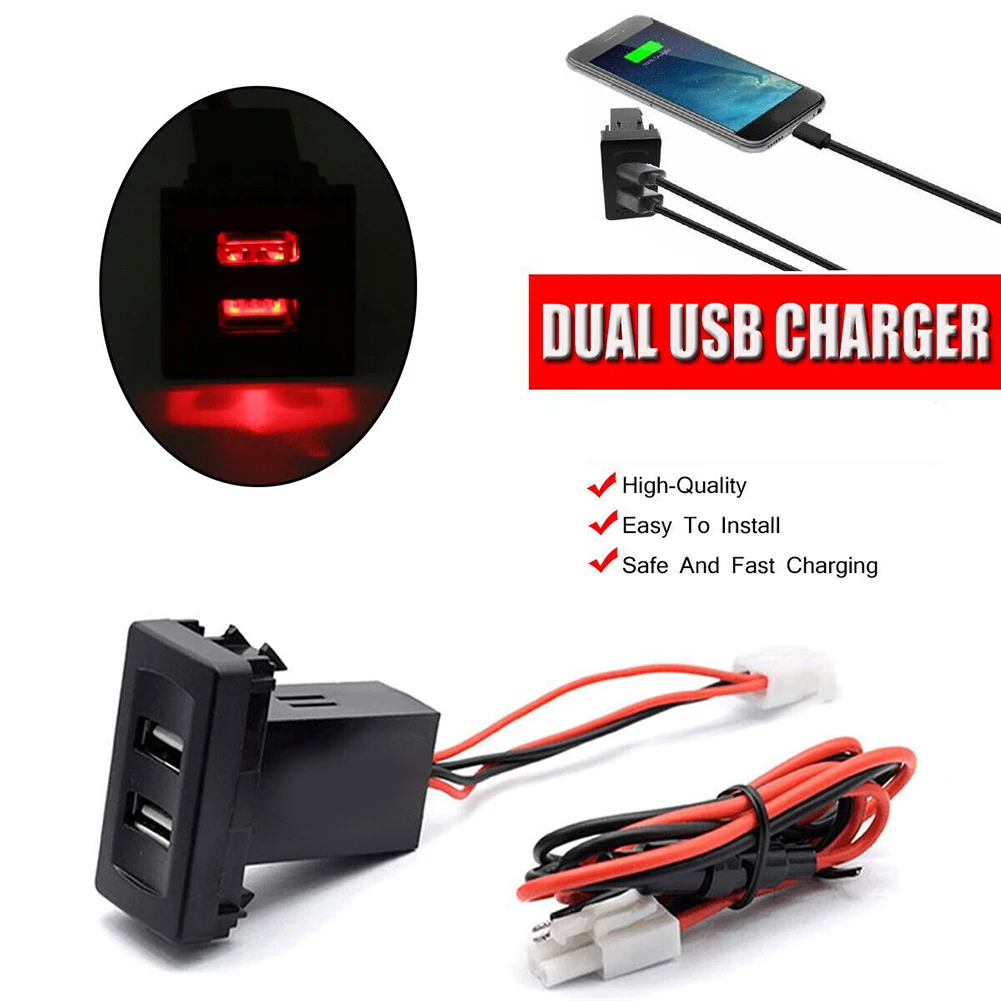 Harness Wiring Harness 2.1A USB Car Charger Car Dual USB Port Charger Socket Light High Quality Hot Sale 100% Brand New