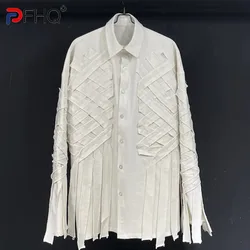 PFHQ-camisas de manga larga sin planchado para hombre, camisas de Color sólido, cuello vuelto de alta calidad, Tops casuales sueltos con botones, verano 21Z4309