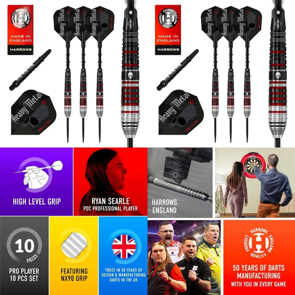 

Ryan Searle Signature Darts Set - 90% Tungsten, Carbon Shafts, 26g Flights for 2 Players