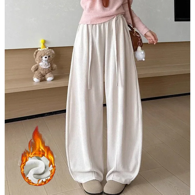 Winter-Jogginghose für Mädchen aus dünnem Fleece, modische, warme Plüsch-Freizeithose für Damen, hohe Taille, thermische Sweatpants für Mädchen – Detail 9