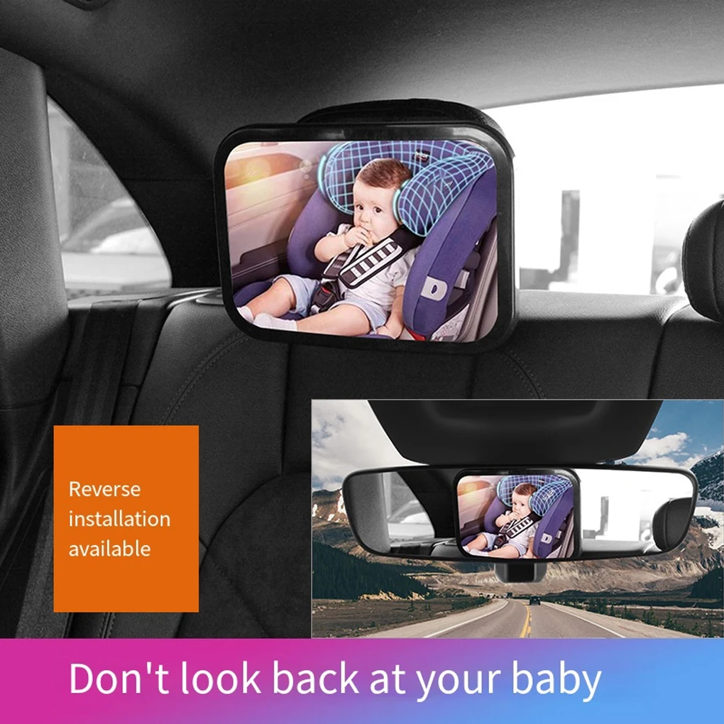 Spion mobil bayi dapat diatur, Monitor Keselamatan Bayi, dudukan sandaran kepala menghadap ke belakang mobil rotasi 360 derajat