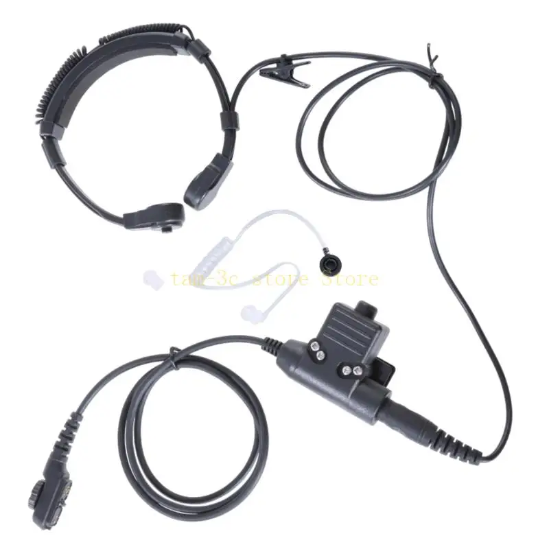 Walkies Talkies Throat Earpiece Headsets, Air Acoustics Tube Throat Vibration PPT Mic Headsets for PD780 PT580H PD780G D0UA