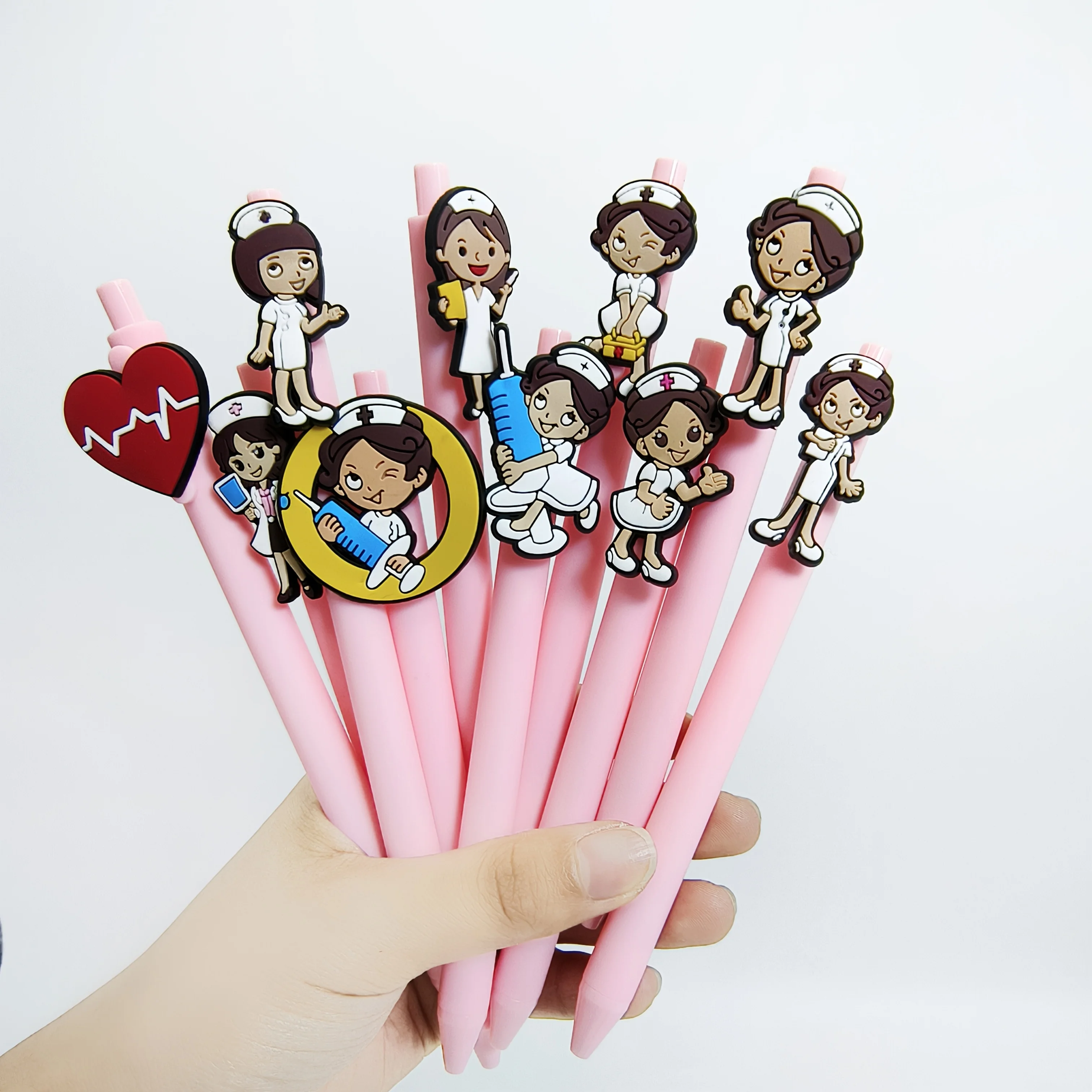 

10/15Pcs light pink medical patch pen, nurse shaped patch ballpoint pen, student writing gift pen