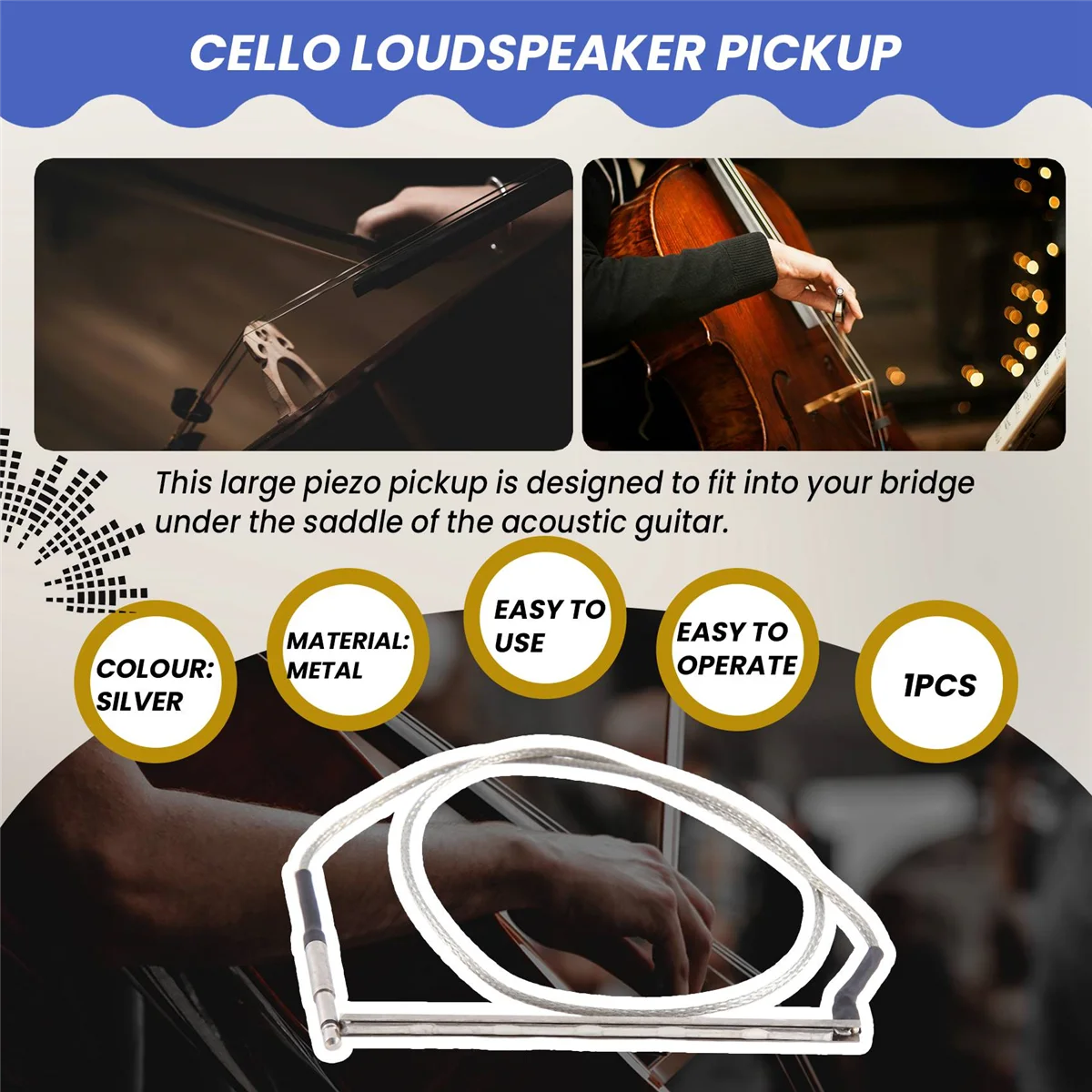 Puente de guitarra acústica de alta sensibilidad, 6 cuerdas, varilla de sillín, varilla de Metal piezoeléctrica, palo para pastilla de guitarra folclórica, accesorios para guitarra