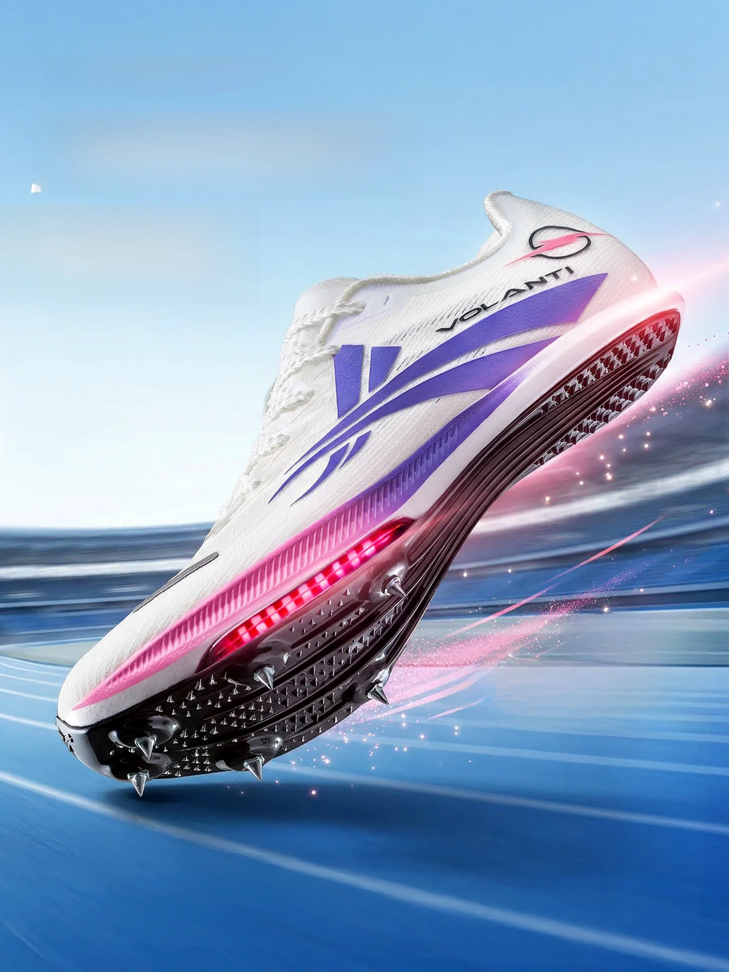 Zapatillas de atletismo Wolandi Rocket Air Cushion Spike con 6 púas, edición Lightning, para carreras cortas, con placa de carbono, antideslizantes.