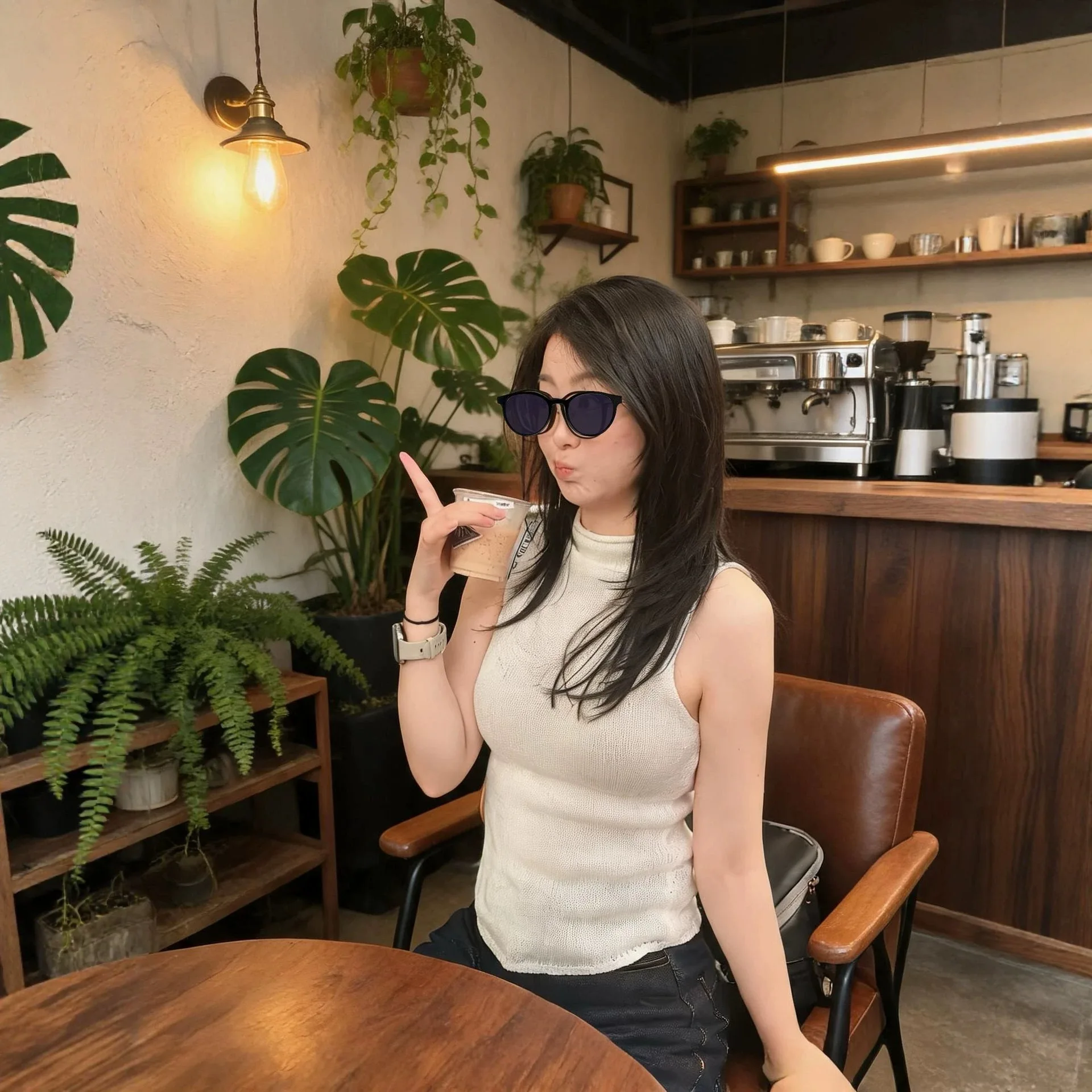 New Micro-transparent Crimped Vest Retro Turtleneck Sleeveless Knitted Top for Women
