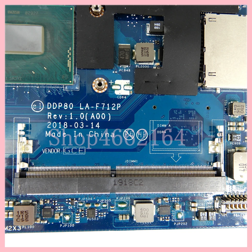 LA-F712P with i5-8400H i7-8850H CPU MX130-V2G/P600-V4G GPU Mainboard For Dell Latitude 5591 / Precision 3530 Laptop Motherboard