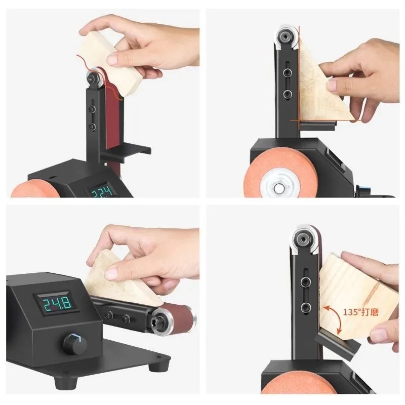 For Miniature Small Belt Grinder Mini Electric Polisher Knife Sharpener Artifact Desktop Sandpaper Belt Grinder