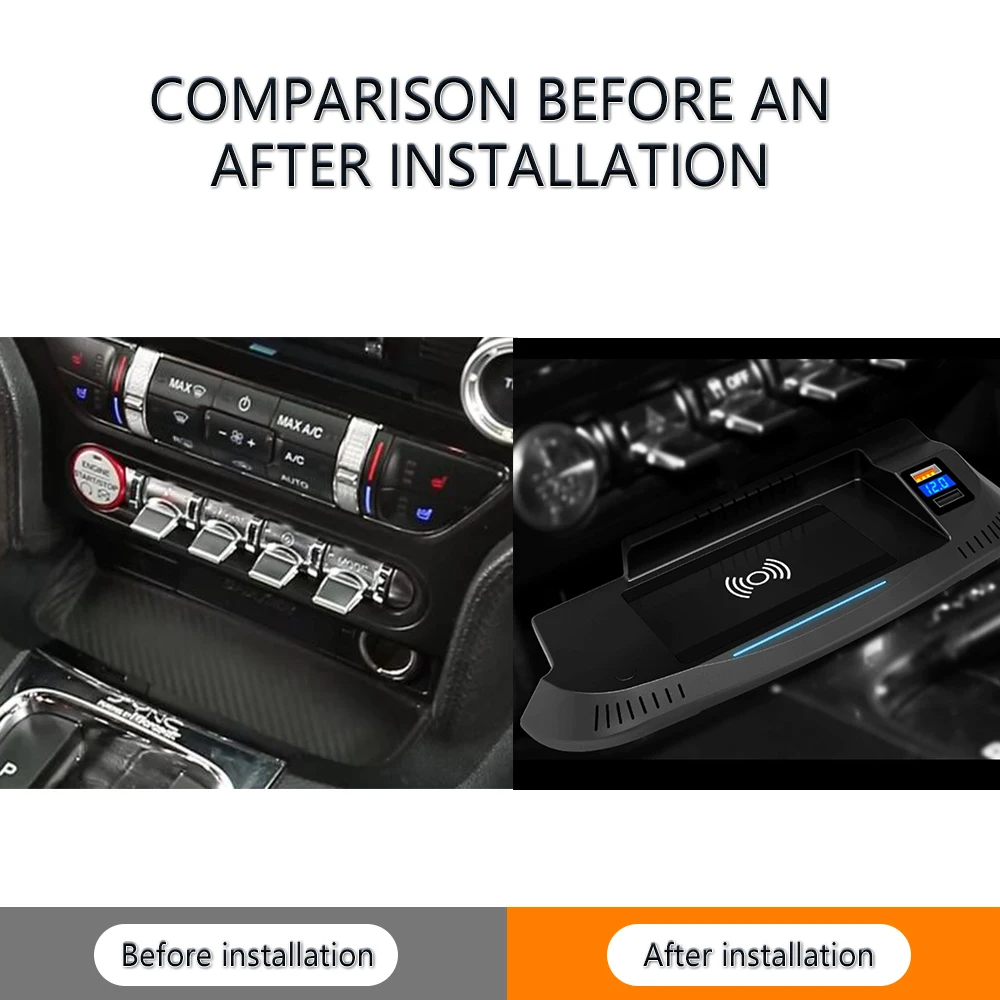 

Car Wireless Charger For Ford Mustang GT 2015-2021 Charging Pad Phone holder Fast Charge Interior accessories