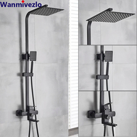 Matte Black Bathroom Shower Faucet Wall Mounted 8\