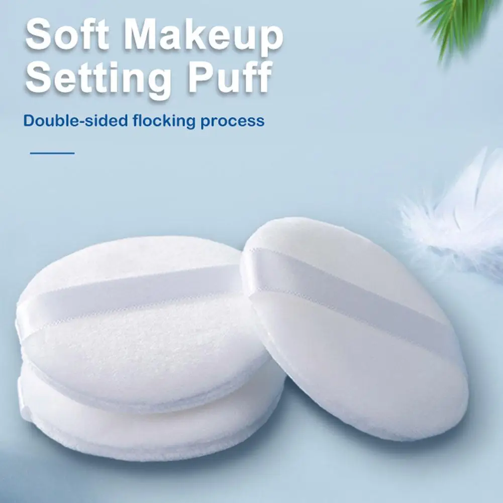 Soft Velvet Large Powder Puff para Cosméticos, Ferramenta de maquiagem de beleza, Body Puff, Fundação com Satin Ribb, U4A0