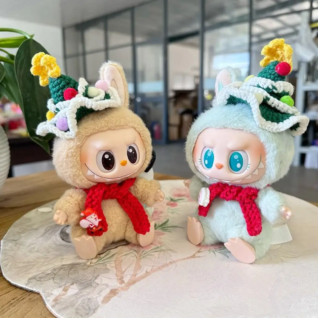 17cm Mini Plush Doll'S Clothes Outfit Accessories For Korea Kpop Exo Labubu Idol V1 V2 Christmas hat scarf set Clothing Gift