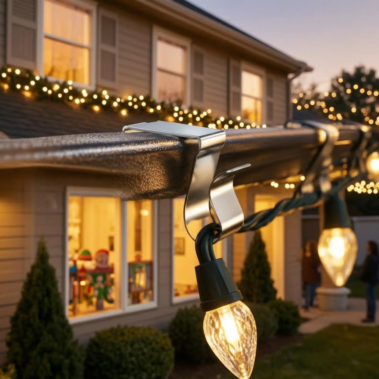 Eave Gutter Clip Hook for String Lights Cold Rolled Steel Mounting Clamp No Glue Needed Outdoor Decor Holder for Festive Season