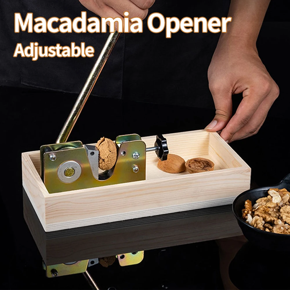 Stainless Steel Manual Nutcracker Nut Tongs with Wooden Box Walnuts Open Tool for Walnuts Chestnuts for Pecans Hazelnuts Almonds