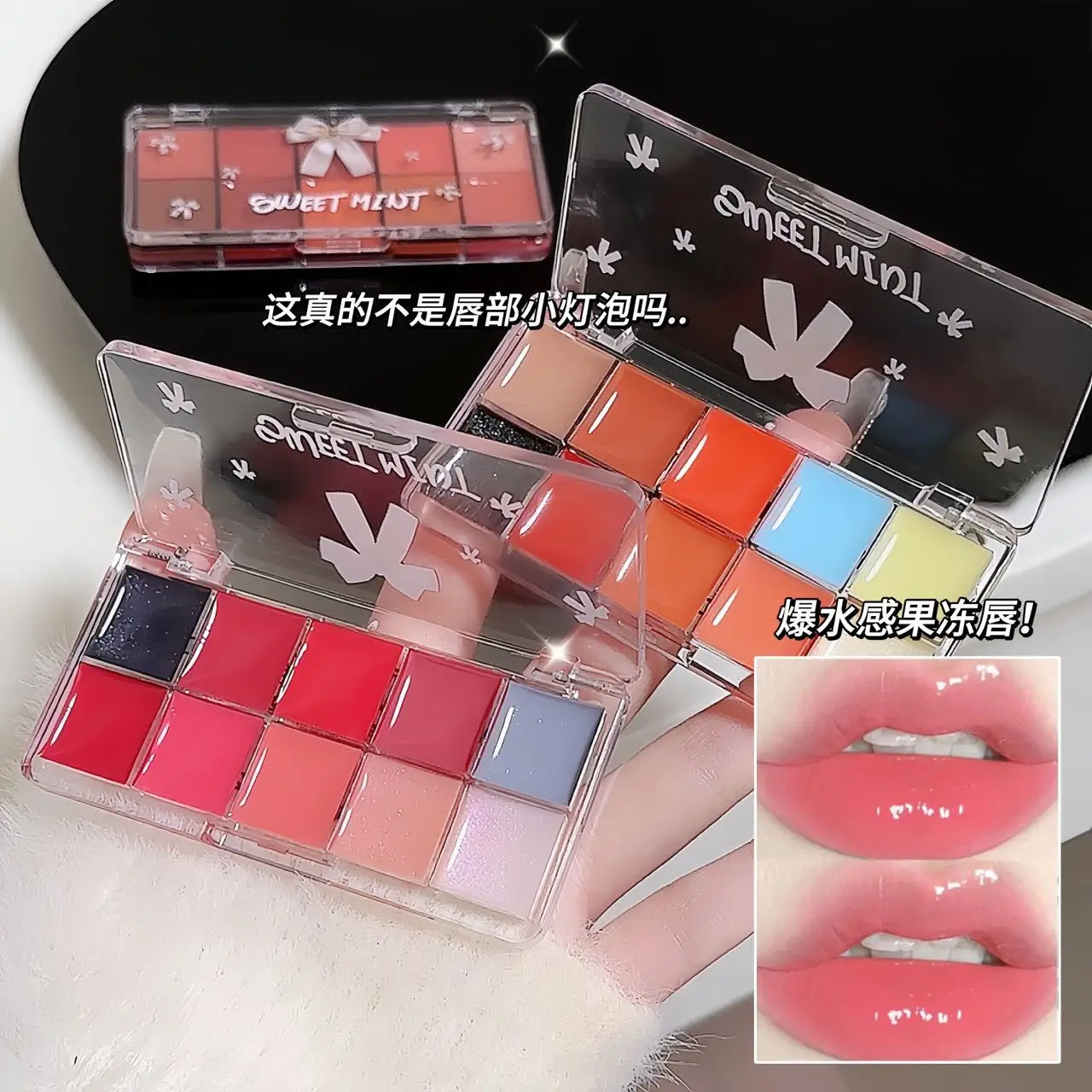 10-Color الشفاه هلام لوحة مرآة كريستال ملمع الشفاه ترطيب المياه الزجاج الأحمر البرتقالي زيت الشفاه بلسم مثير طبطب طقم مكياج