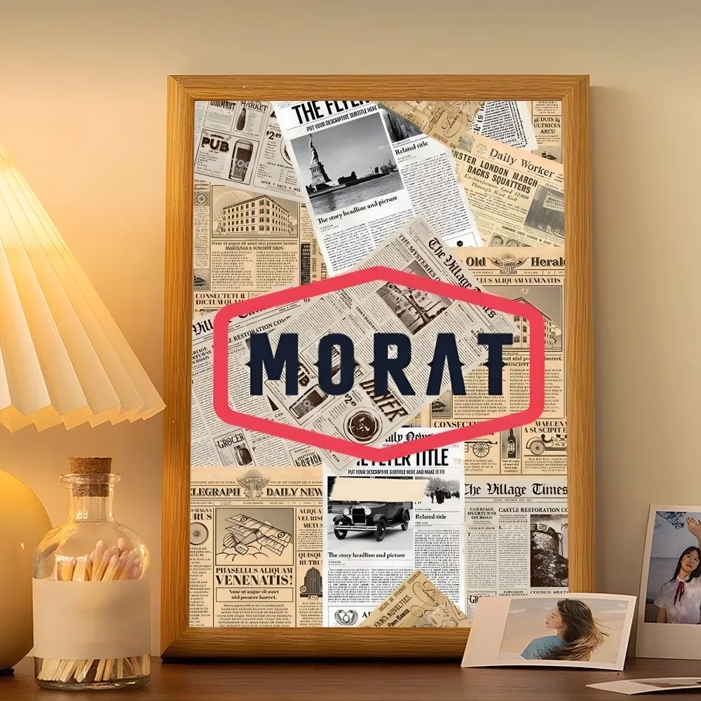 Morat Good Quality Poster Self-adhesive Art Poster Retro Kraft Paper Sticker DIY Room Bar Cafe Vintage Decorative