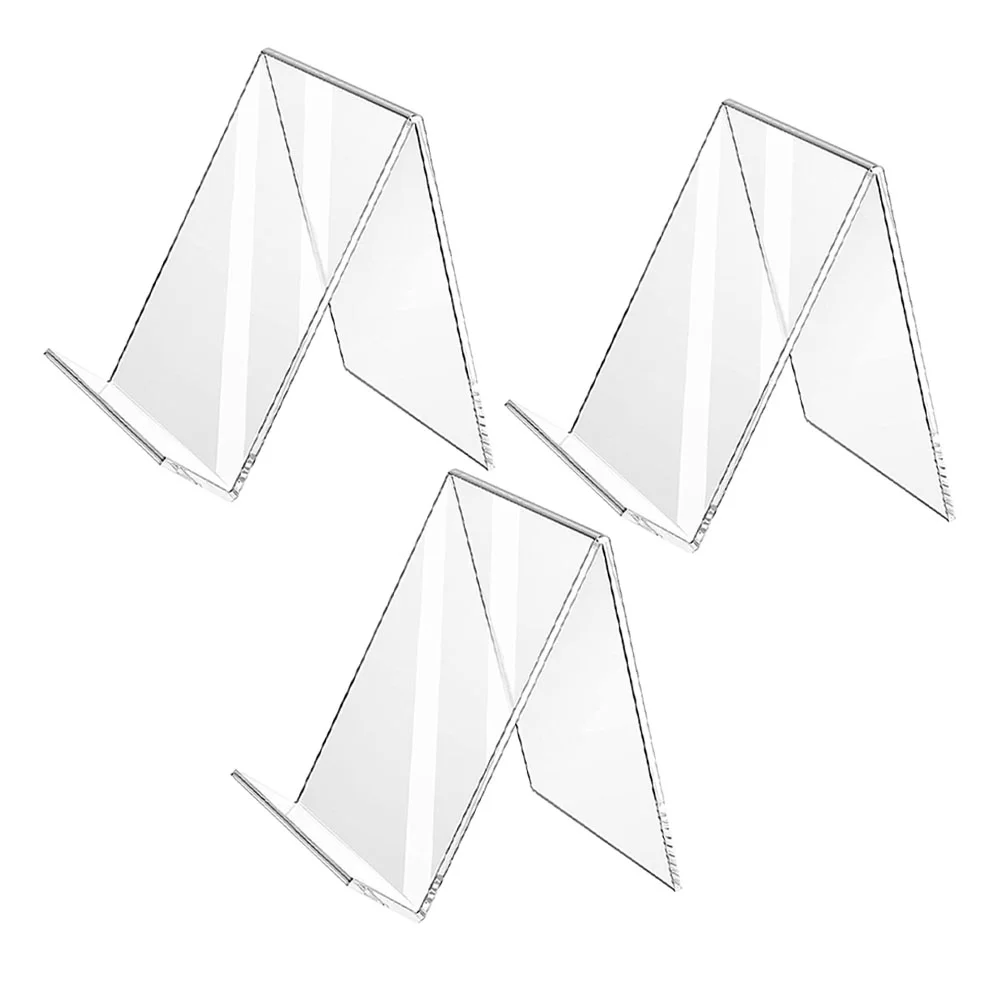 3 Pcs Desk Calender Rack Acrylic Book Holder Magazine Display Stand Transparent Sign Desktop Digital Signage