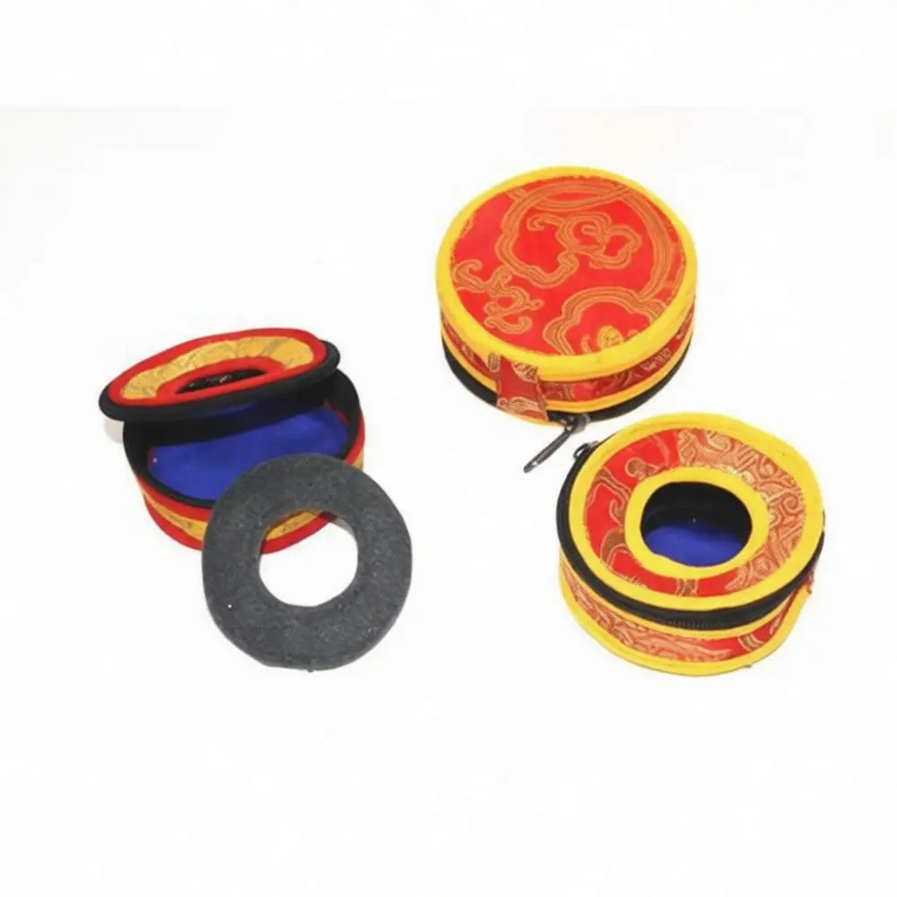 Traditional Tingsha Bell Bag Embroidered Brocade Protective Case For Musical Percussion Instrument Accessory Storage Pouch