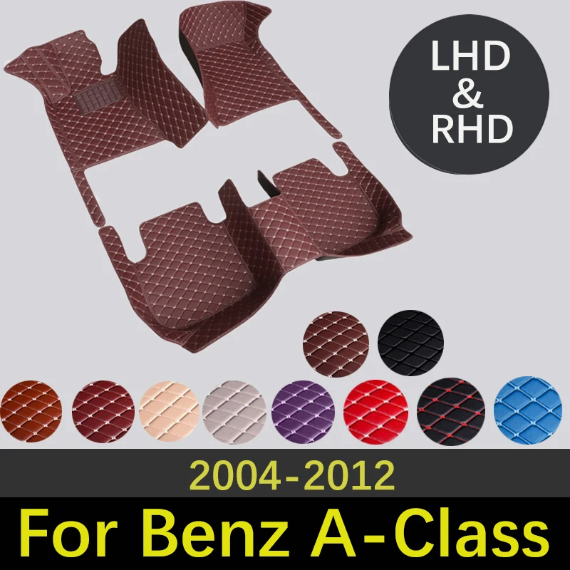 

Custom Leather Car Floor Mats For Mercedes Benz A-Class W169 A150 A170 A180 3door 2004~2012 Accessories Carpets Car Styling Rug