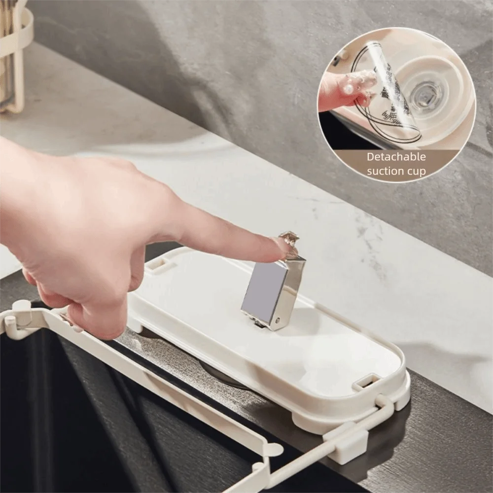 

Стойка для фильтра на присоске для кухонной раковины, сложенная конструкция, прочный несущий держатель корзины для слива мусора, многоцелевой ящик для хранения